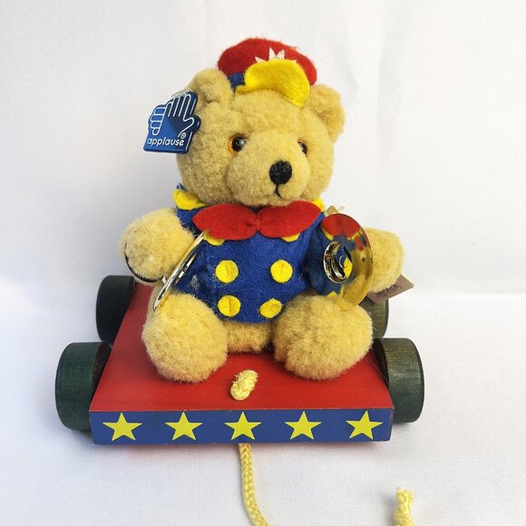 Applause Vintage Plush Teddy with Cymbals Toy Pull Bears in Toyland 1990s - Picture 1 of 10
